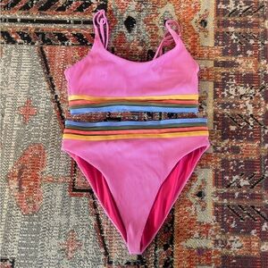 Beach Riot Ribbed Pink Bikini